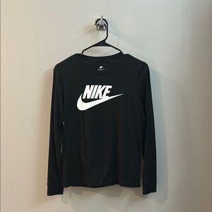 Nike Black Long Sleeve Tee with White Logo